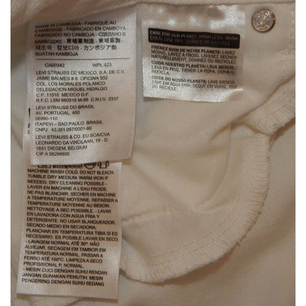 Levi’s Woman’s BOLD Curve White Denim Jeans SKINNY Modern Rise Size 14/32 Cotton - Picture 9 of 16
